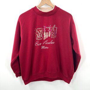 Vintage Bar Harbor Maine double sweatshirt embroidered grandmacore pullover L